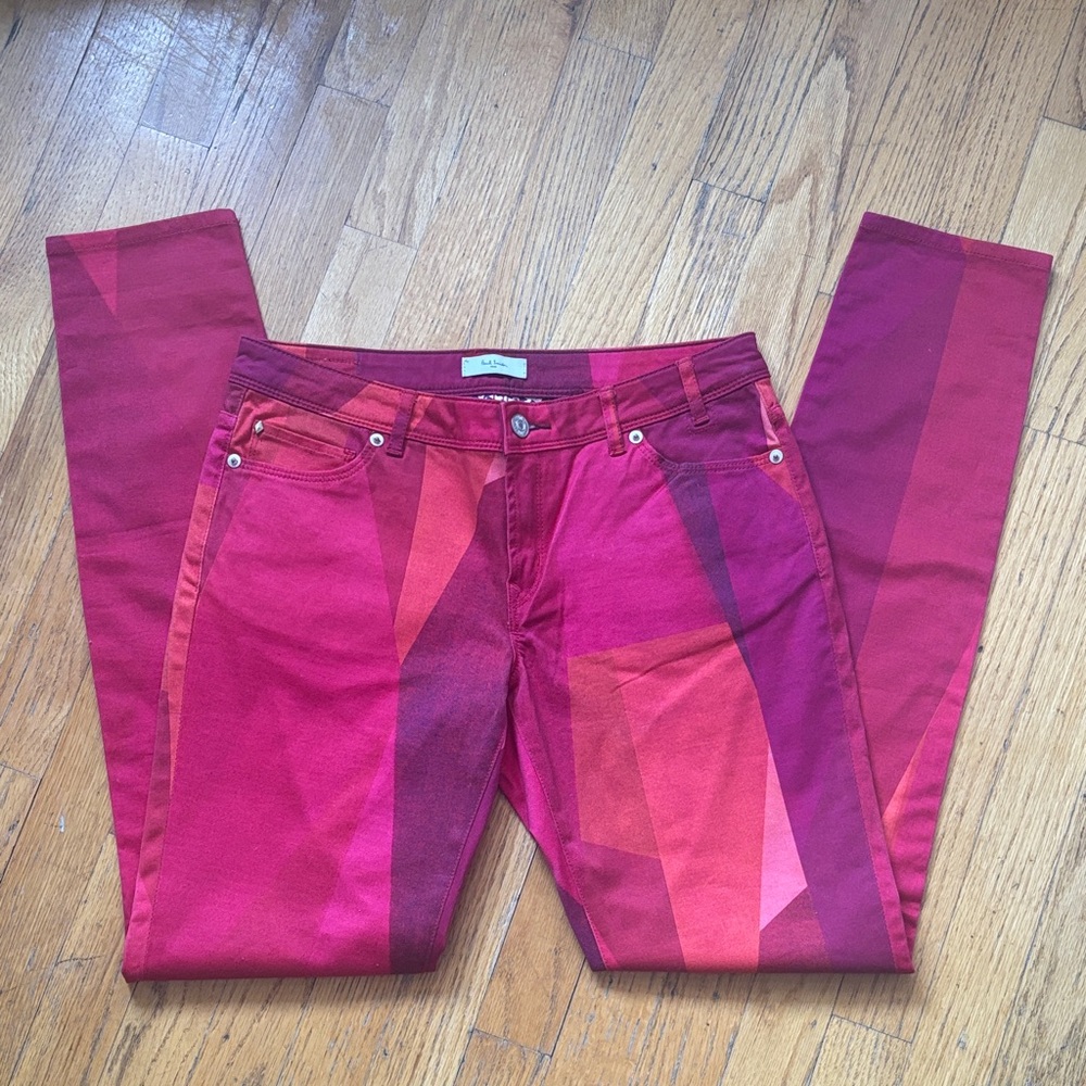 PAUL SMITH Cool Geometric Colorblock Print Skinny Jeans